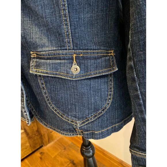 Gloria Vanderbilt Denim Jacket Fitted Detailed Stitching Front Pockets Size XL - Picture 3 of 12